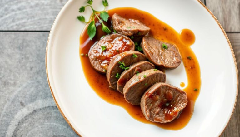 Recette de Foie de Bœuf à la Sauce Moutarde et Balsamique 4 Foie de bœuf poêlé avec sauce moutarde et balsamique