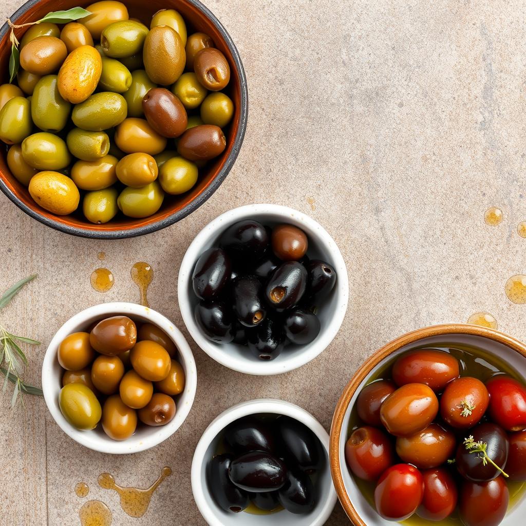 Différentes variétés d'olives pour le tajine au poulet Différentes variétés d'olives pour le tajine au poulet