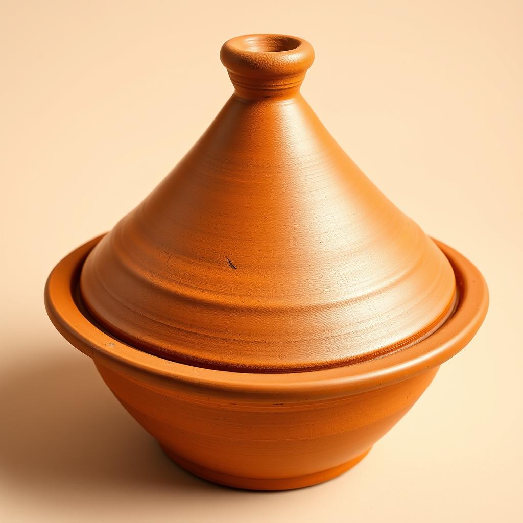 Recette Tajine au Poulet et Olives - Un Voyage Culinaire au Maroc 1 Plat a tajine traditionnel en terre cuite avec son couvercle conique