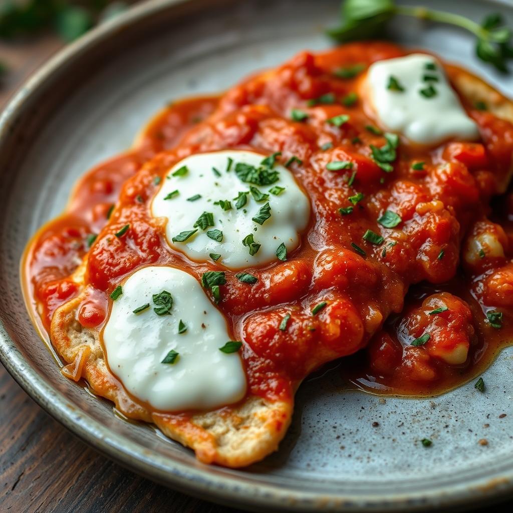 Variante d'escalope de dinde à l'italienne avec du fromage de chèvre Variante d'escalope de dinde à l'italienne avec du fromage de chèvre