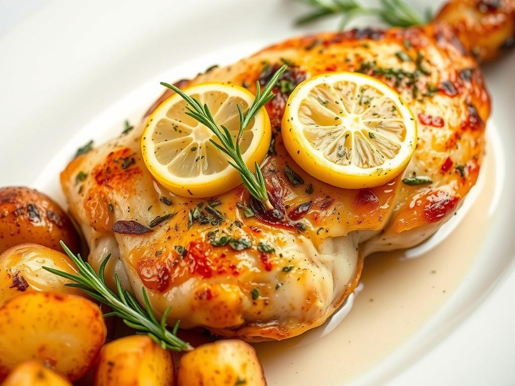 blanc de poulet au four avec herbes et citron