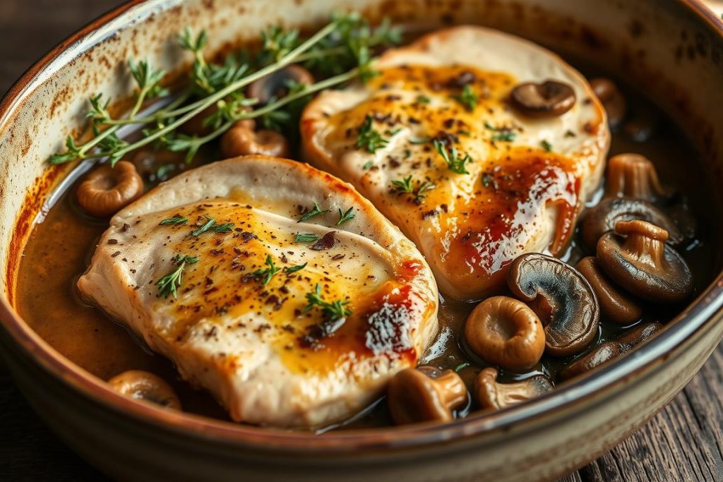 escalope de dinde au four version forestière avec champignons sauvages
